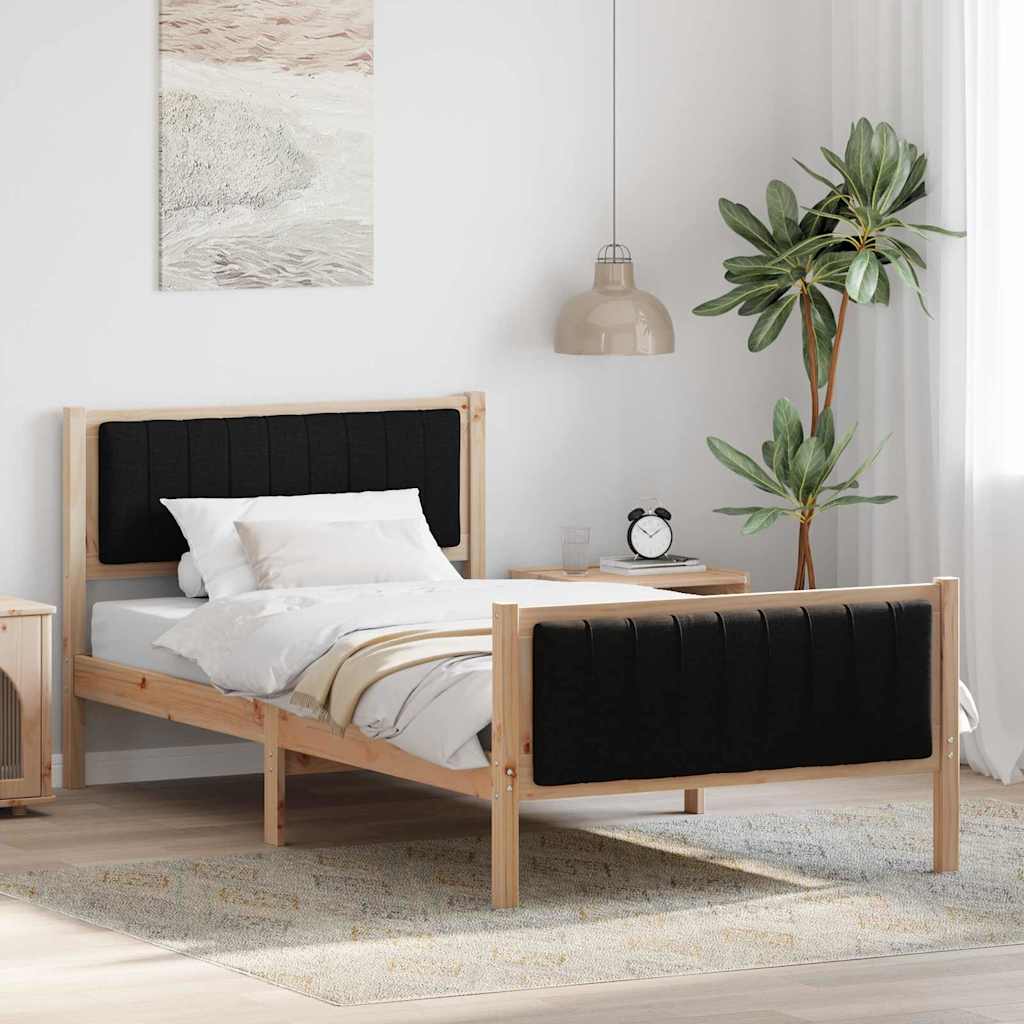 vidaXL Rama łóżka brązowo-czarny 100 x 200 cm Lite drewno sosnowe
