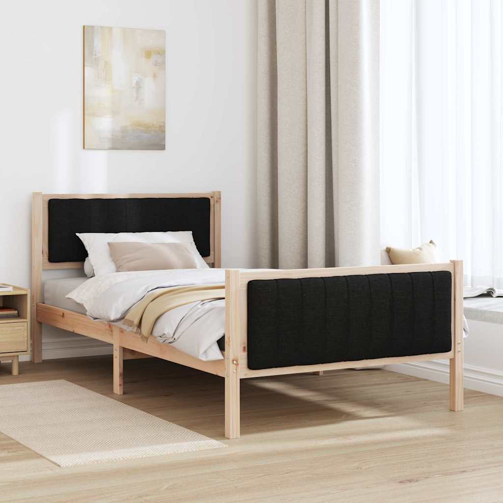 vidaXL Rama łóżka brązowo-czarny 100 x 200 cm Lite drewno sosnowe