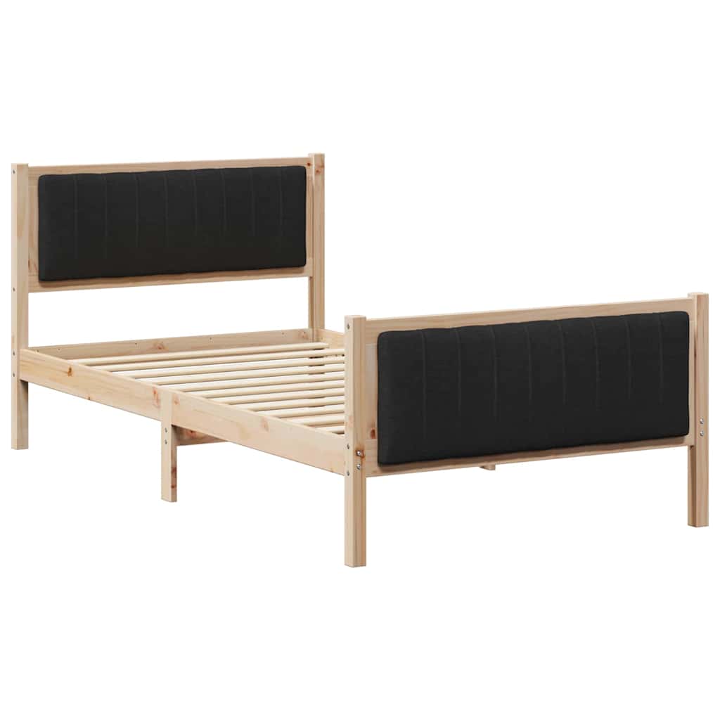 vidaXL Rama łóżka brązowo-czarny 100 x 200 cm Lite drewno sosnowe
