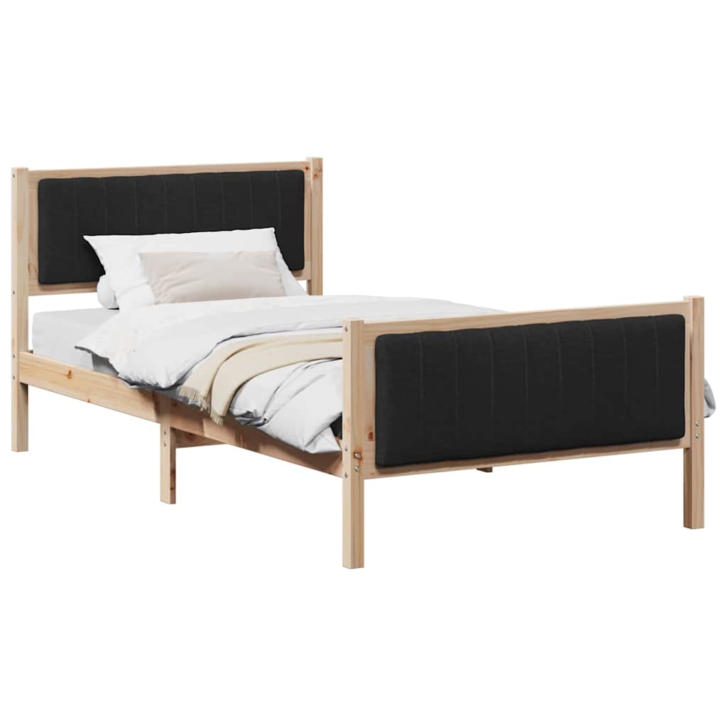 vidaXL Rama łóżka brązowo-czarny 100 x 200 cm Lite drewno sosnowe