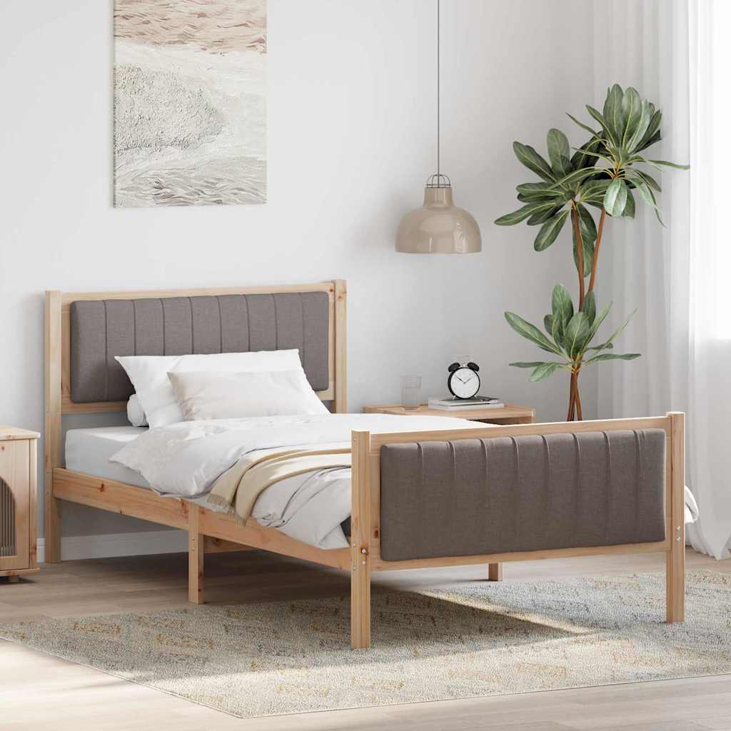 vidaXL Rama łóżka Brązowy i taupe 100 x 200 cm Lite drewno sosnowe