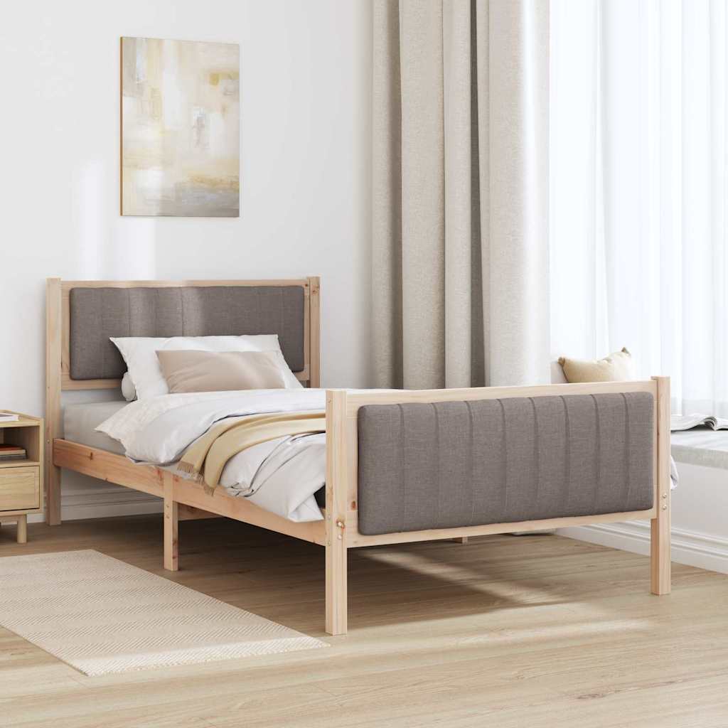 vidaXL Rama łóżka Brązowy i taupe 100 x 200 cm Lite drewno sosnowe