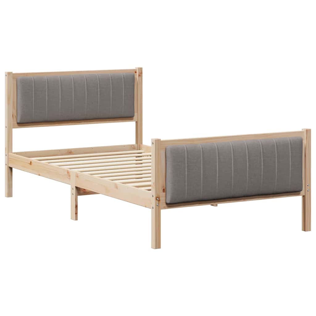 vidaXL Rama łóżka Brązowy i taupe 100 x 200 cm Lite drewno sosnowe