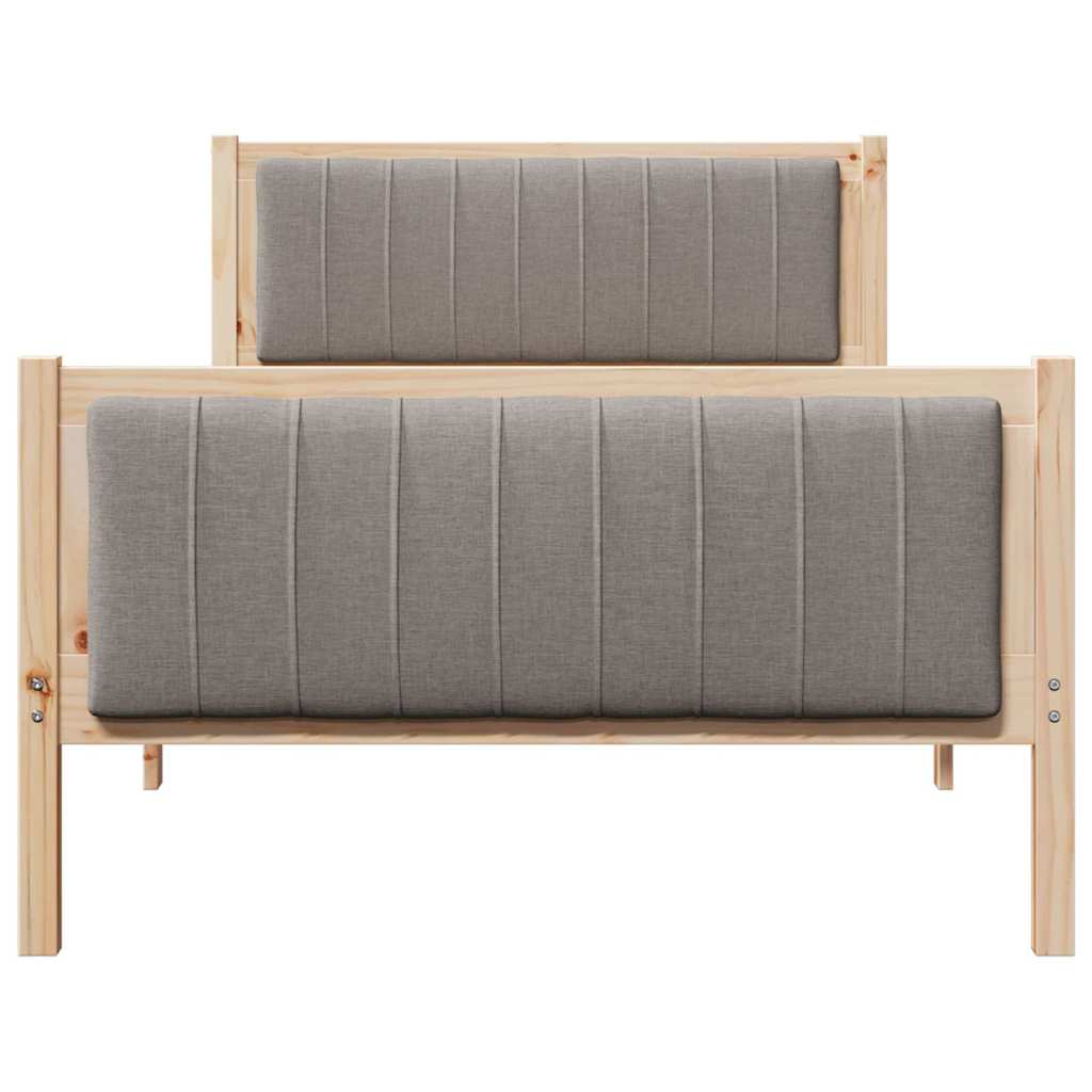 vidaXL Rama łóżka Brązowy i taupe 100 x 200 cm Lite drewno sosnowe