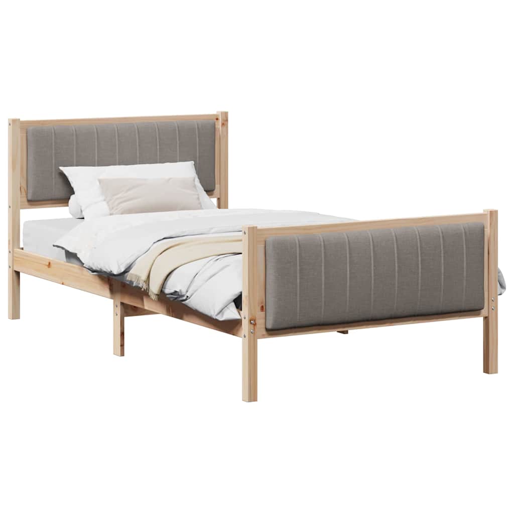 vidaXL Rama łóżka Brązowy i taupe 100 x 200 cm Lite drewno sosnowe