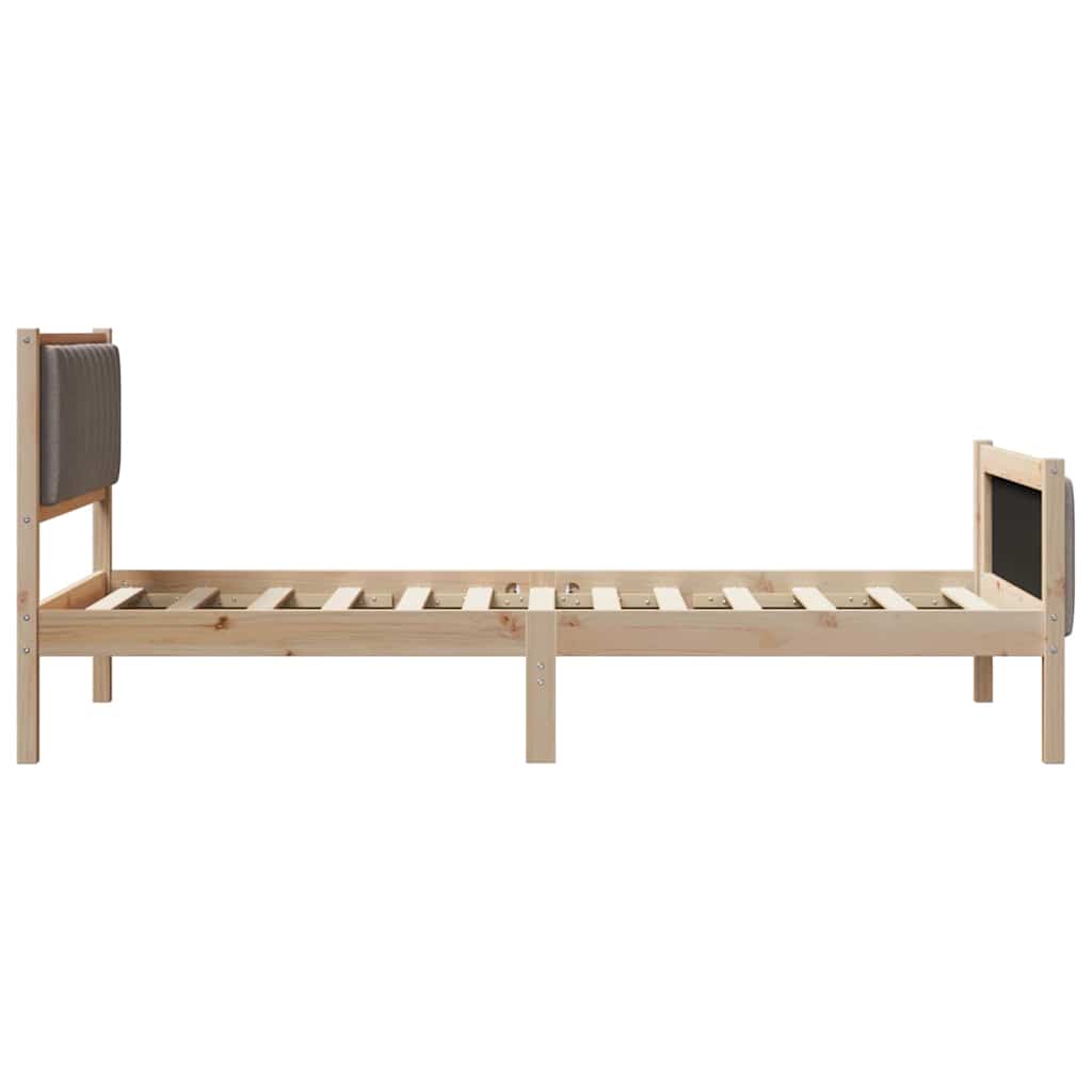 vidaXL Rama łóżka Brązowy i taupe 100 x 200 cm Lite drewno sosnowe