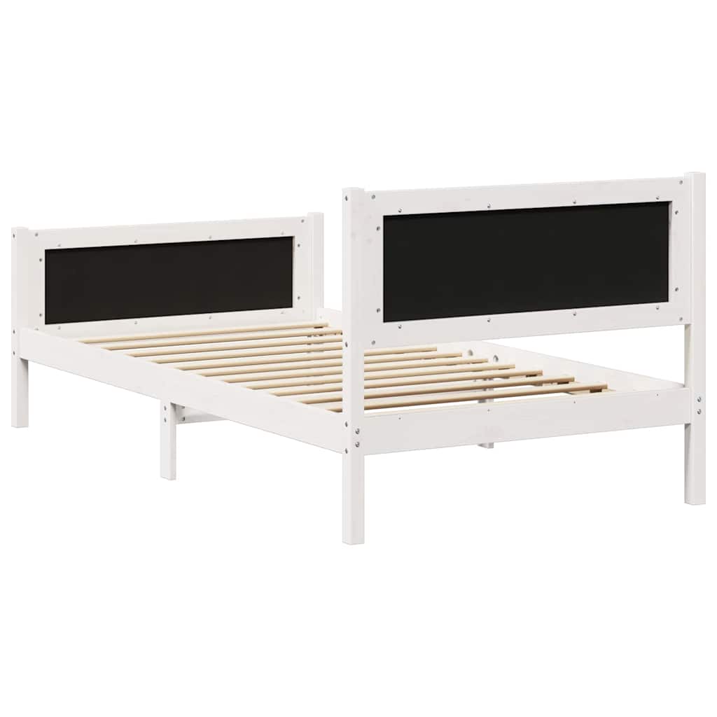 vidaXL Rama łóżka Biały i jasnoszary 100 x 200 cm Lite drewno sosnowe