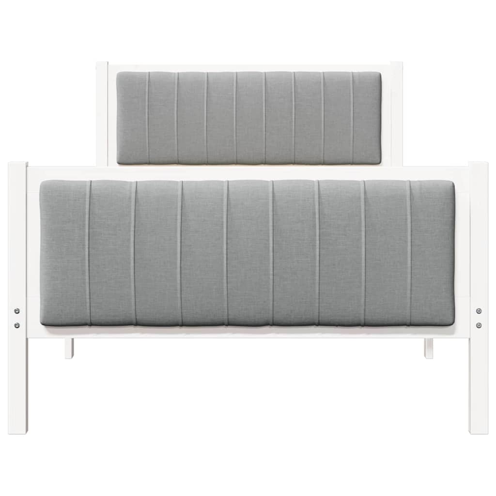 vidaXL Rama łóżka Biały i jasnoszary 100 x 200 cm Lite drewno sosnowe