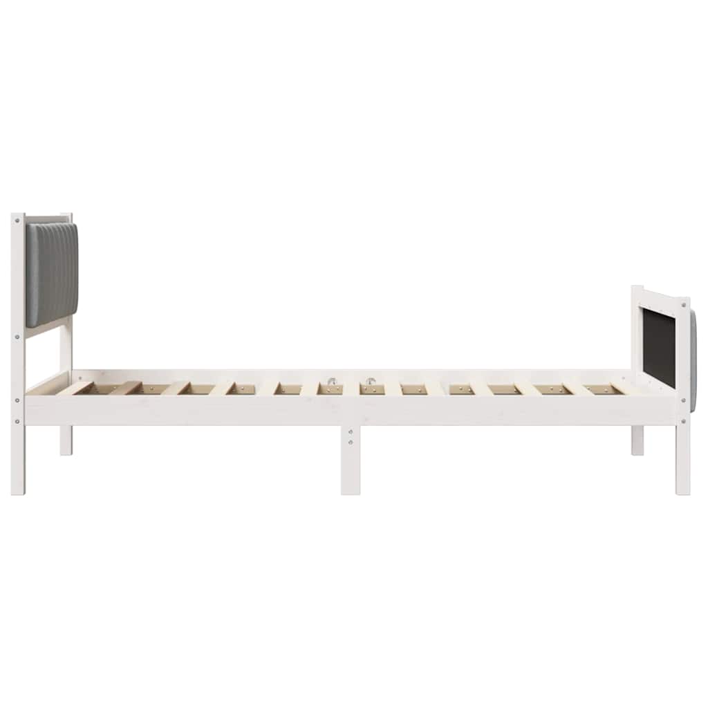 vidaXL Rama łóżka Biały i jasnoszary 100 x 200 cm Lite drewno sosnowe