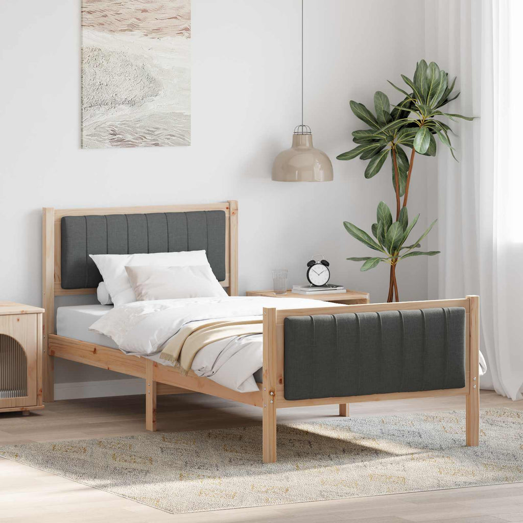 vidaXL Rama łóżka Z zagłówkiem brązowy i ciemnoszary 90 x 200 cm