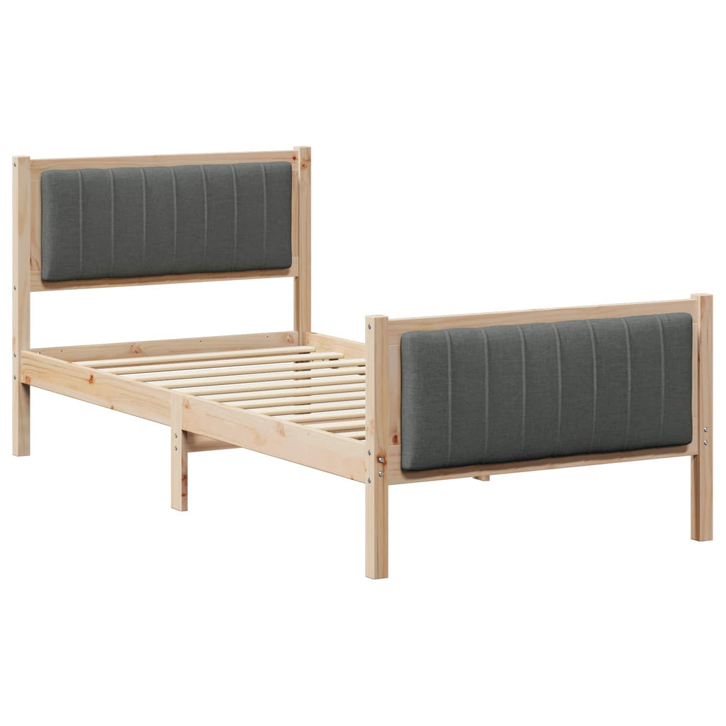 vidaXL Rama łóżka Z zagłówkiem brązowy i ciemnoszary 90 x 200 cm