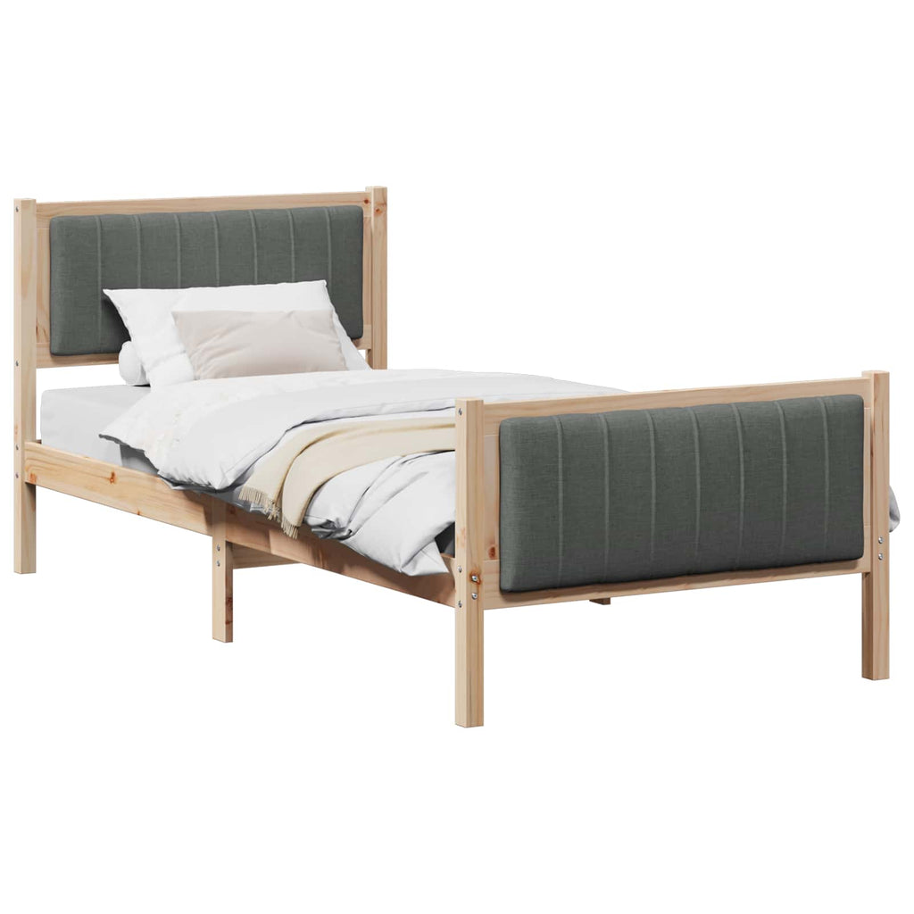 vidaXL Rama łóżka Z zagłówkiem brązowy i ciemnoszary 90 x 200 cm