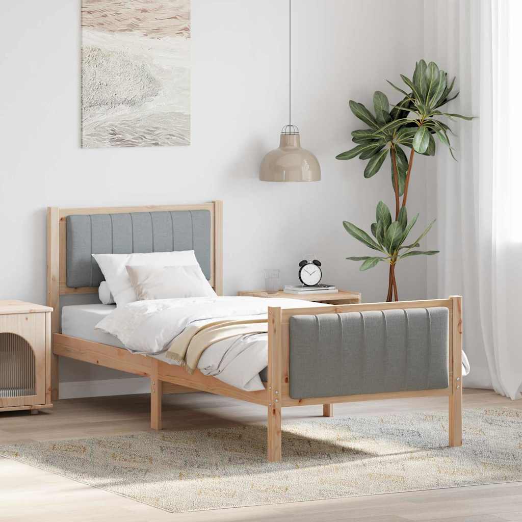 vidaXL Rama łóżka Brązowy i jasnoszary 80 x 200 cm Lite drewno sosnowe