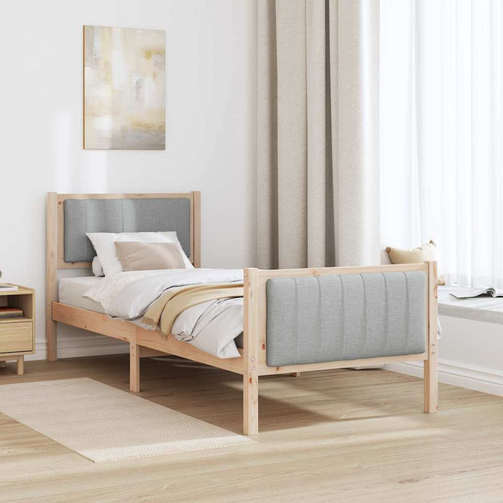 vidaXL Rama łóżka Brązowy i jasnoszary 80 x 200 cm Lite drewno sosnowe