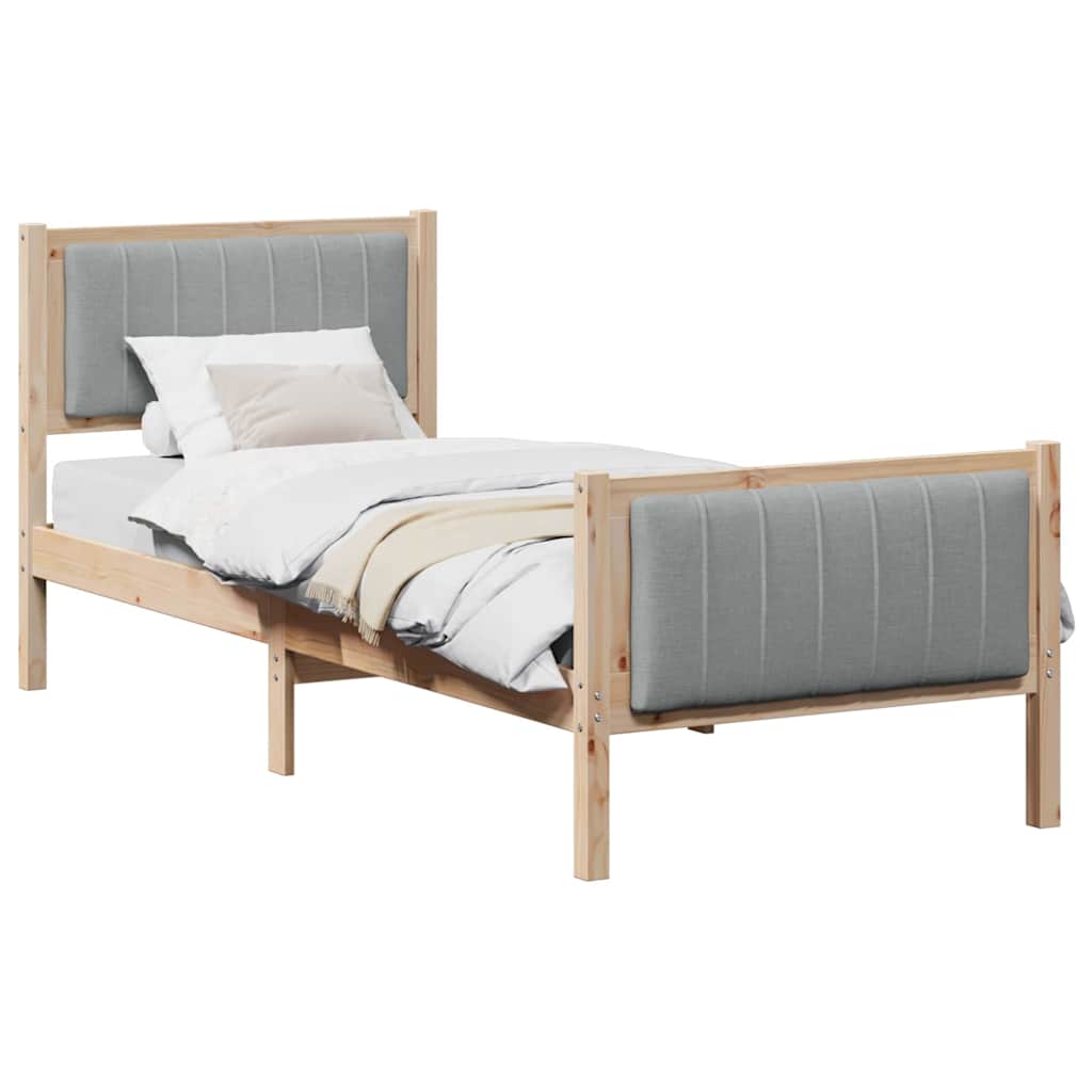 vidaXL Rama łóżka Brązowy i jasnoszary 80 x 200 cm Lite drewno sosnowe