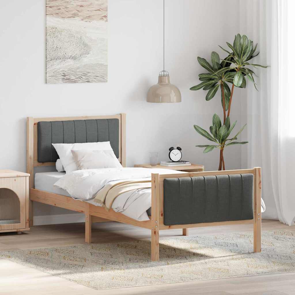 vidaXL Rama łóżka Z zagłówkiem brązowy i ciemnoszary 80 x 200 cm