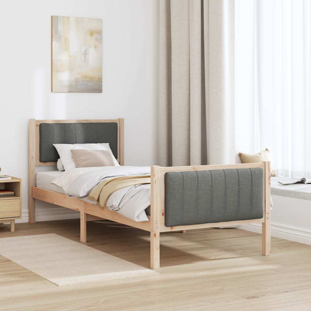 vidaXL Rama łóżka Z zagłówkiem brązowy i ciemnoszary 80 x 200 cm