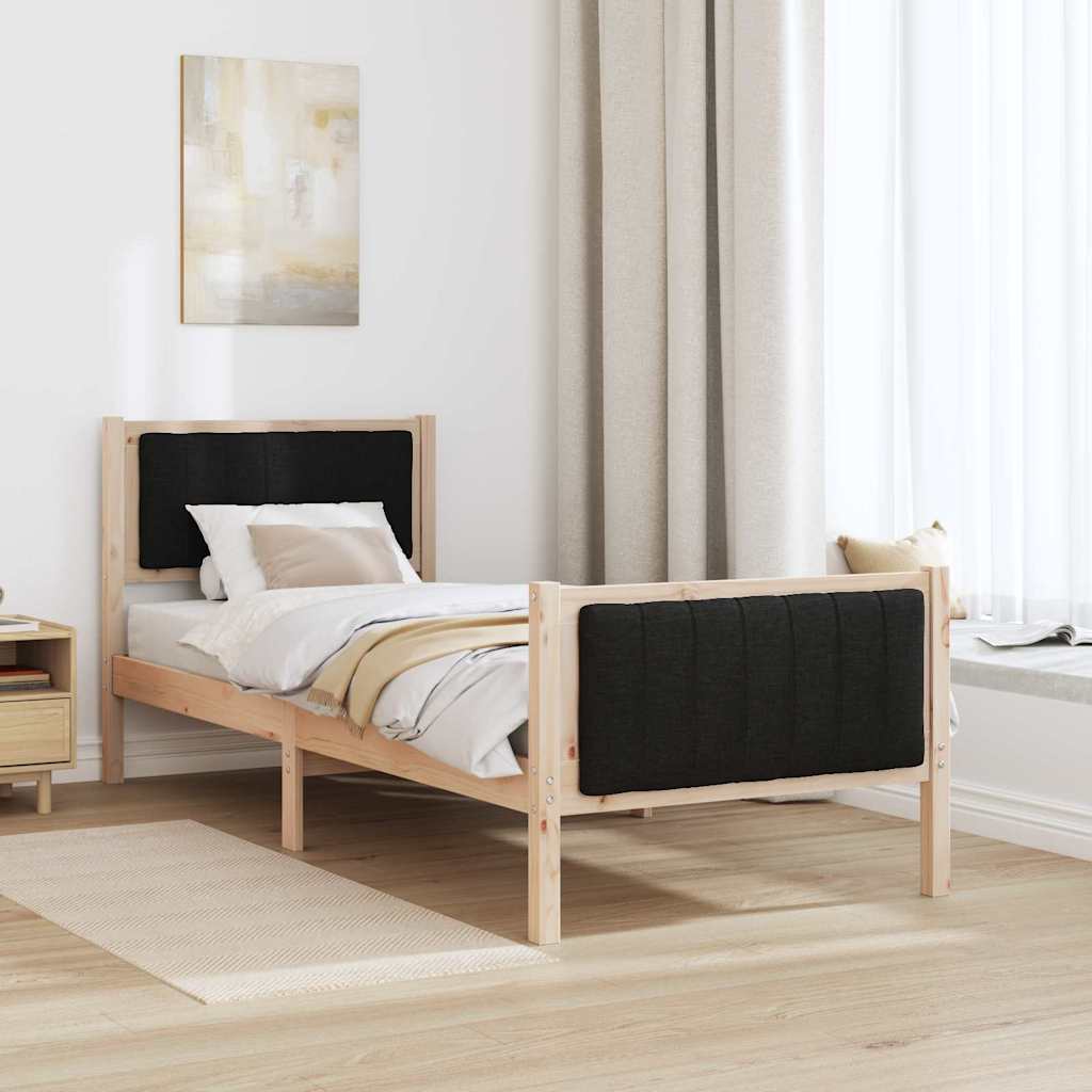 vidaXL Rama łóżka brązowo-czarny 80 x 200 cm Lite drewno sosnowe