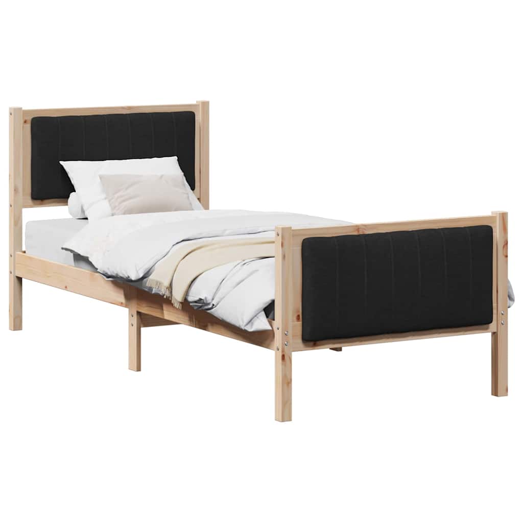 vidaXL Rama łóżka brązowo-czarny 80 x 200 cm Lite drewno sosnowe