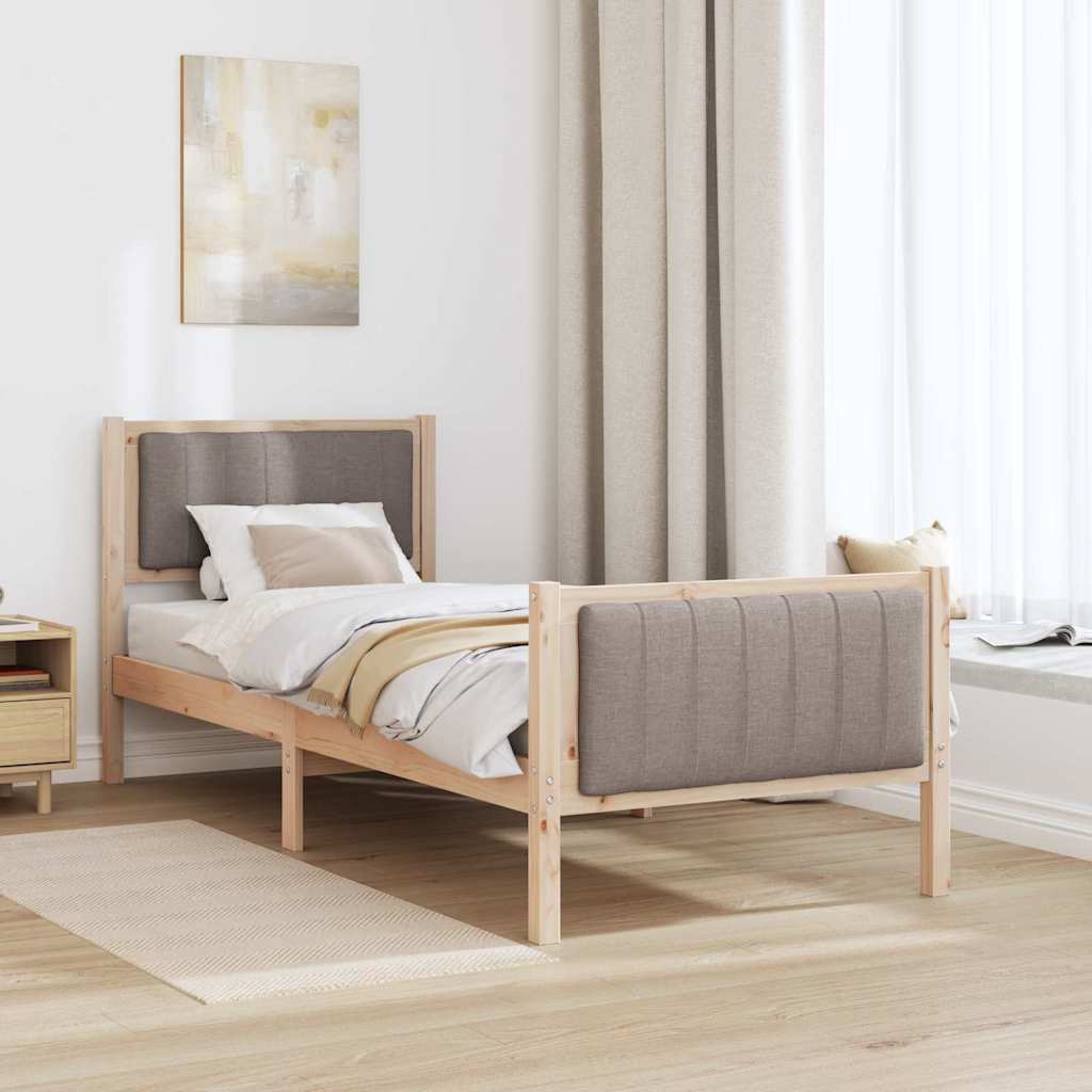 vidaXL Rama łóżka Brązowy i taupe 80 x 200 cm Lite drewno sosnowe