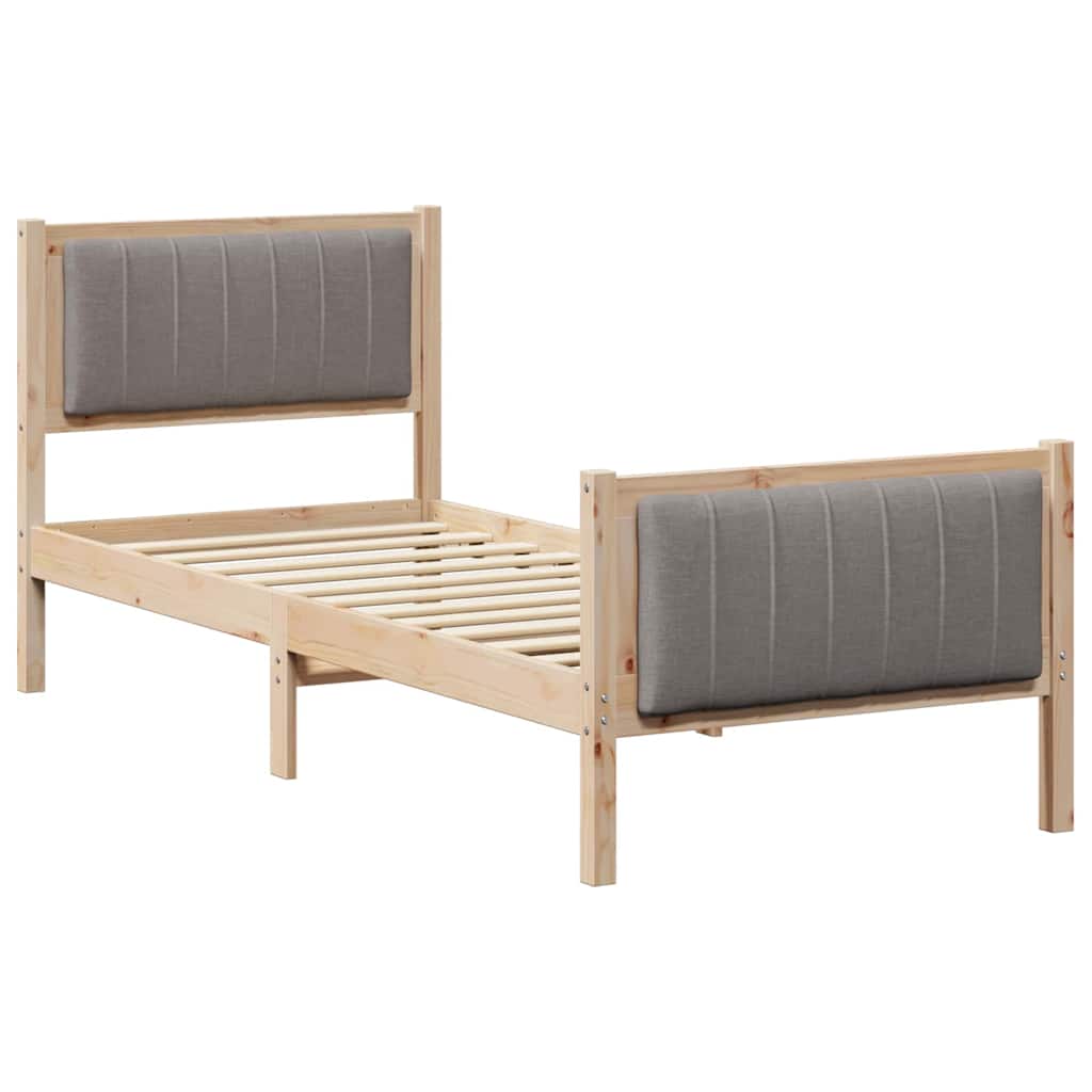 vidaXL Rama łóżka Brązowy i taupe 80 x 200 cm Lite drewno sosnowe