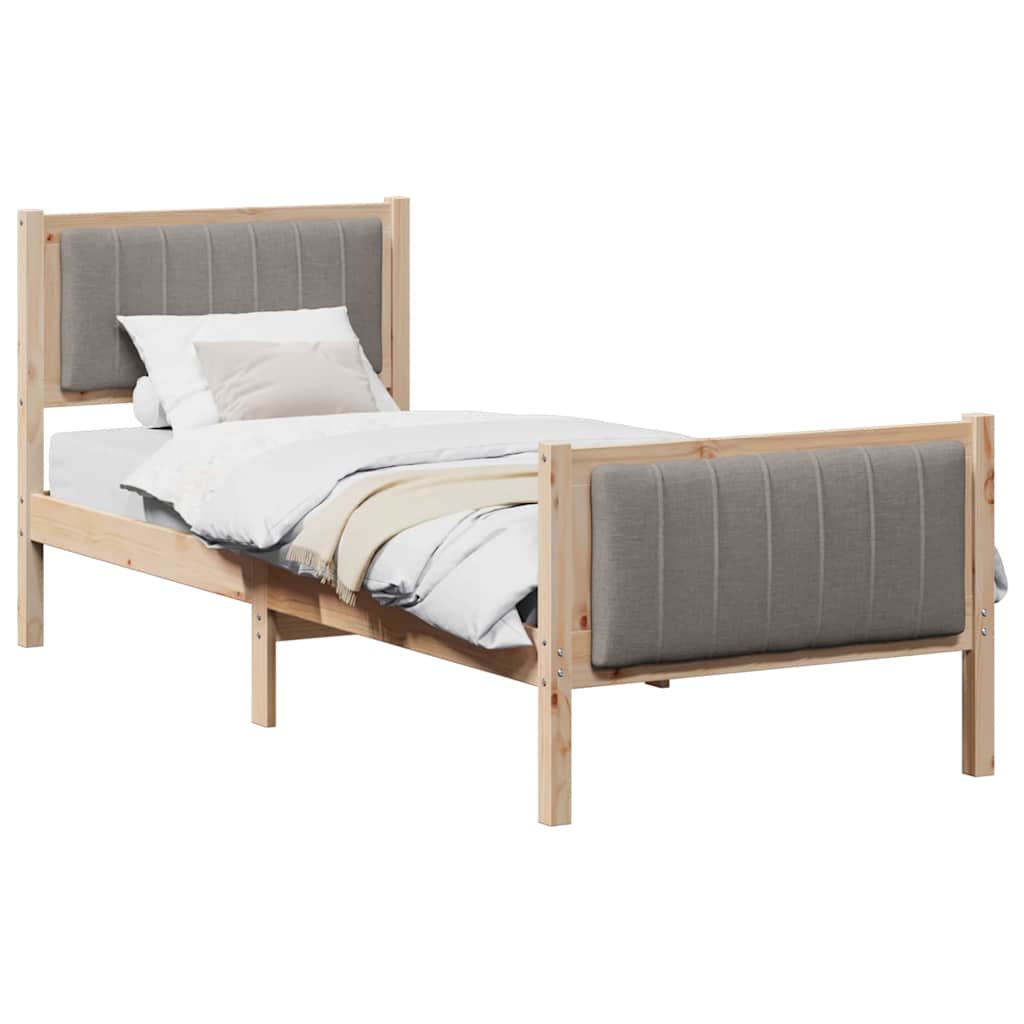vidaXL Rama łóżka Brązowy i taupe 80 x 200 cm Lite drewno sosnowe