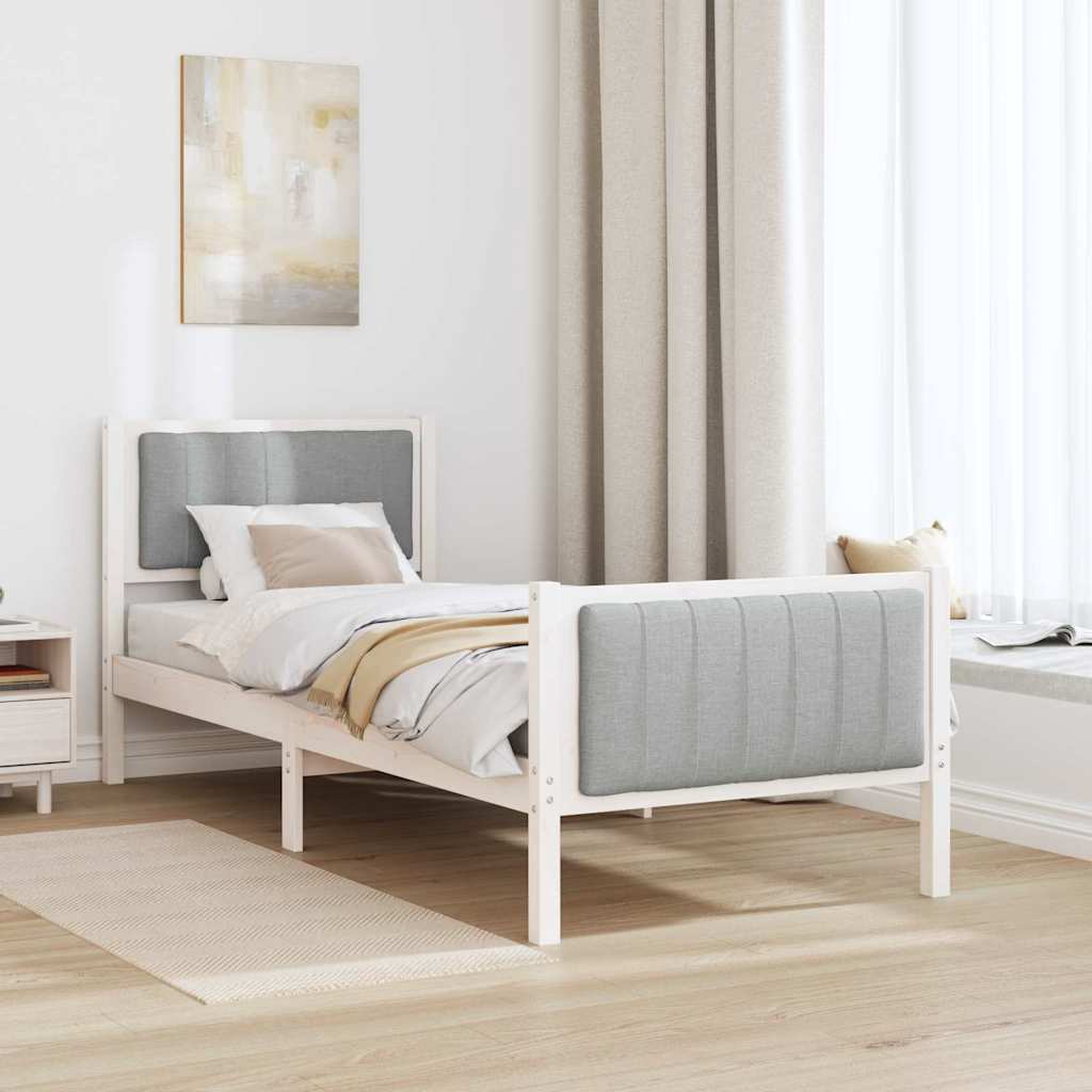 vidaXL Rama łóżka Biały i jasnoszary 80 x 200 cm Lite drewno sosnowe