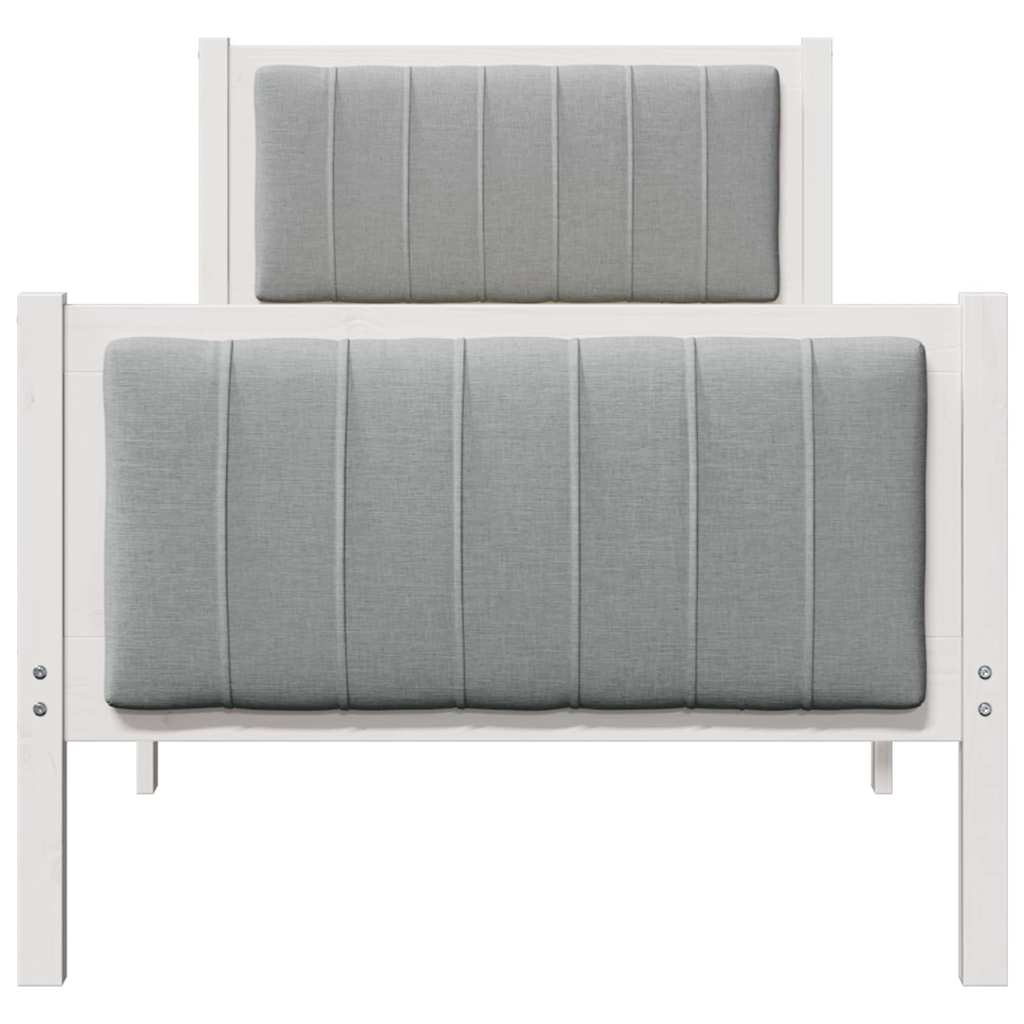 vidaXL Rama łóżka Biały i jasnoszary 80 x 200 cm Lite drewno sosnowe