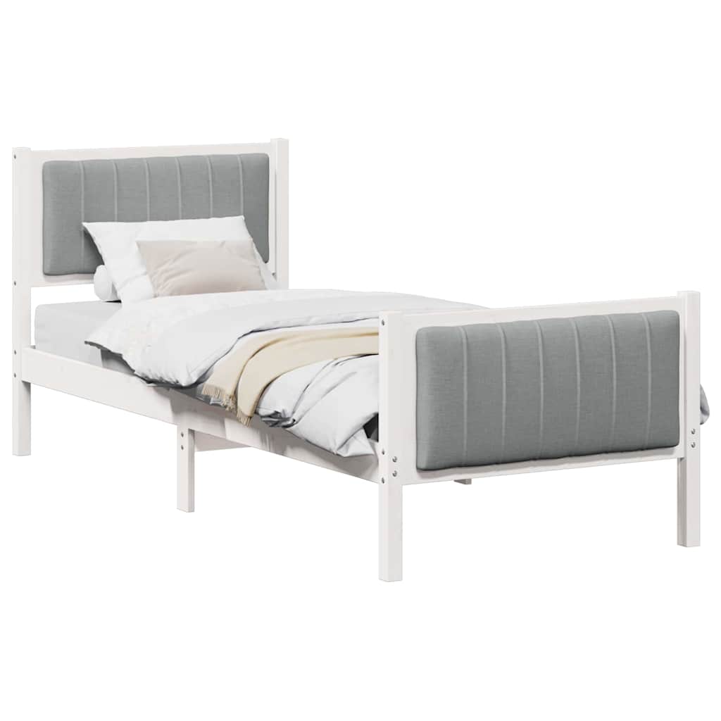 vidaXL Rama łóżka Biały i jasnoszary 80 x 200 cm Lite drewno sosnowe