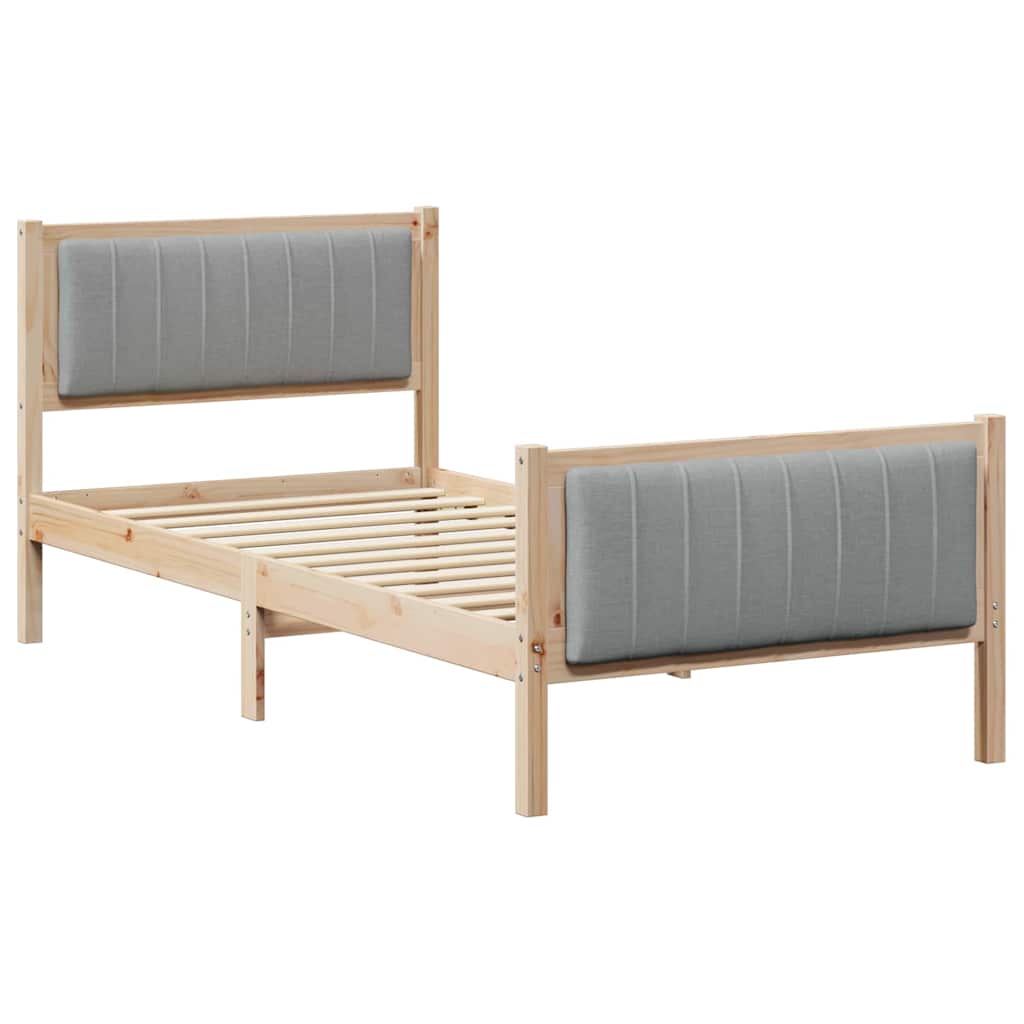 vidaXL Rama łóżka Brązowy i jasnoszary 90 x 190 cm Lite drewno sosnowe