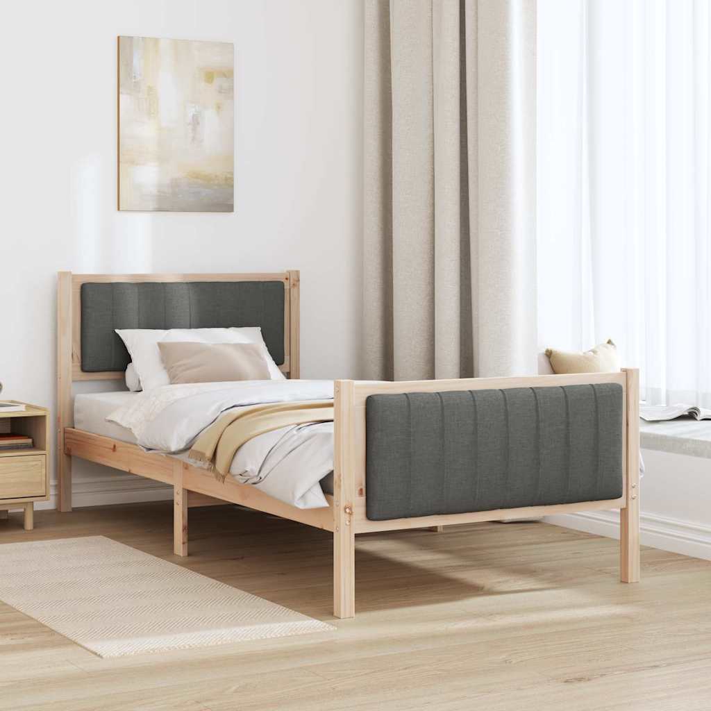 vidaXL Rama łóżka Z zagłówkiem brązowy i ciemnoszary 90 x 190 cm