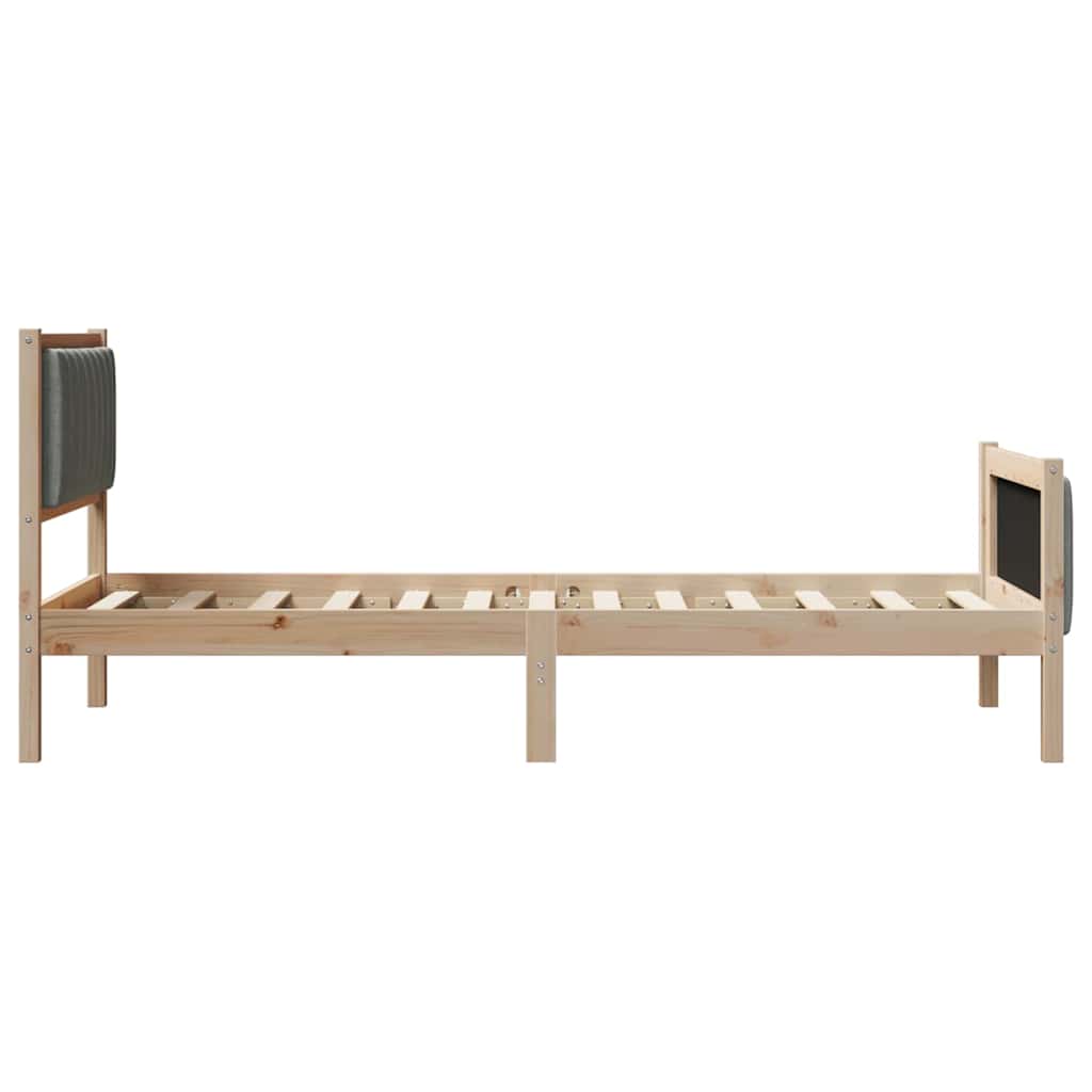 vidaXL Rama łóżka Z zagłówkiem brązowy i ciemnoszary 90 x 190 cm