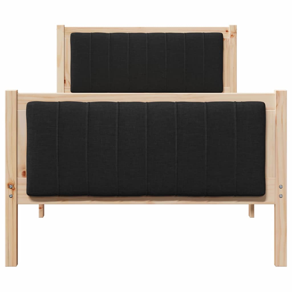 vidaXL Rama łóżka brązowo-czarny 90 x 190 cm Lite drewno sosnowe