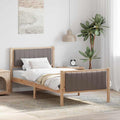 vidaXL Rama łóżka Brązowy i taupe 90 x 190 cm Lite drewno sosnowe
