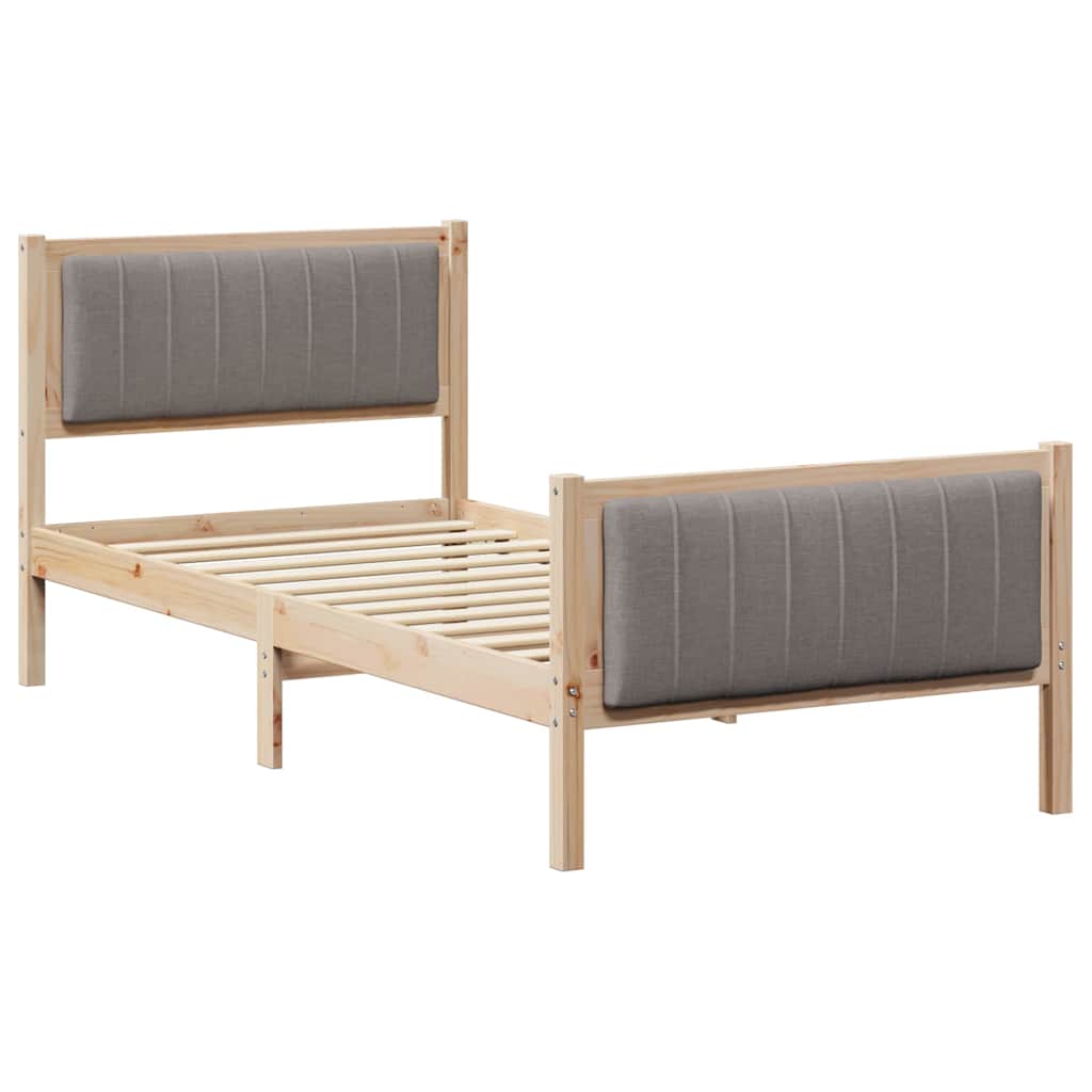 vidaXL Rama łóżka Brązowy i taupe 90 x 190 cm Lite drewno sosnowe