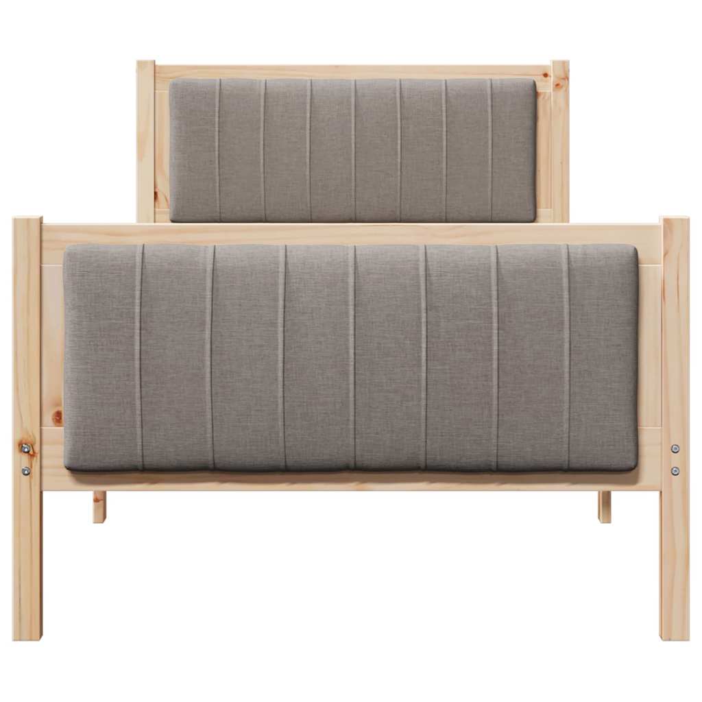 vidaXL Rama łóżka Brązowy i taupe 90 x 190 cm Lite drewno sosnowe