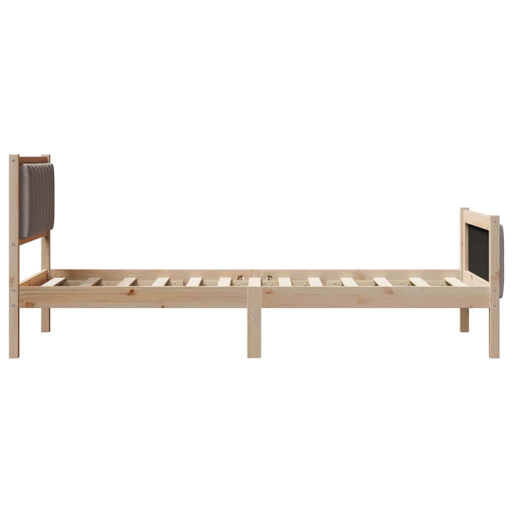 vidaXL Rama łóżka Brązowy i taupe 90 x 190 cm Lite drewno sosnowe