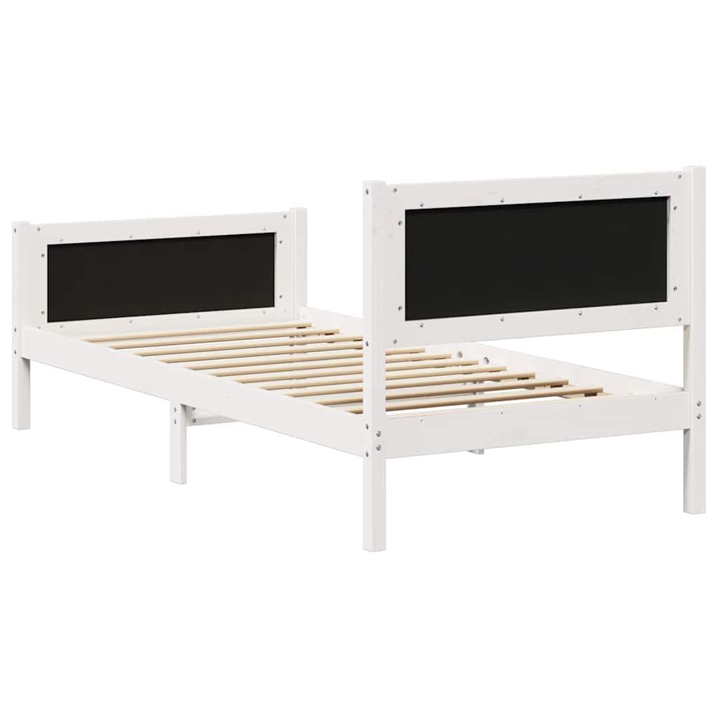 vidaXL Rama łóżka Biały i jasnoszary 90 x 190 cm Lite drewno sosnowe