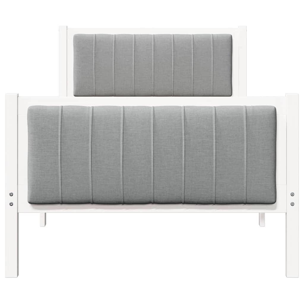 vidaXL Rama łóżka Biały i jasnoszary 90 x 190 cm Lite drewno sosnowe