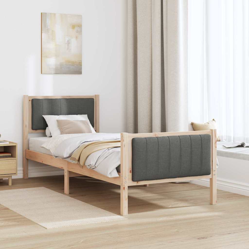 vidaXL Rama łóżka Z zagłówkiem brązowy i ciemnoszary 75 x 190 cm