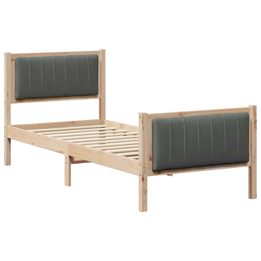 vidaXL Rama łóżka Z zagłówkiem brązowy i ciemnoszary 75 x 190 cm