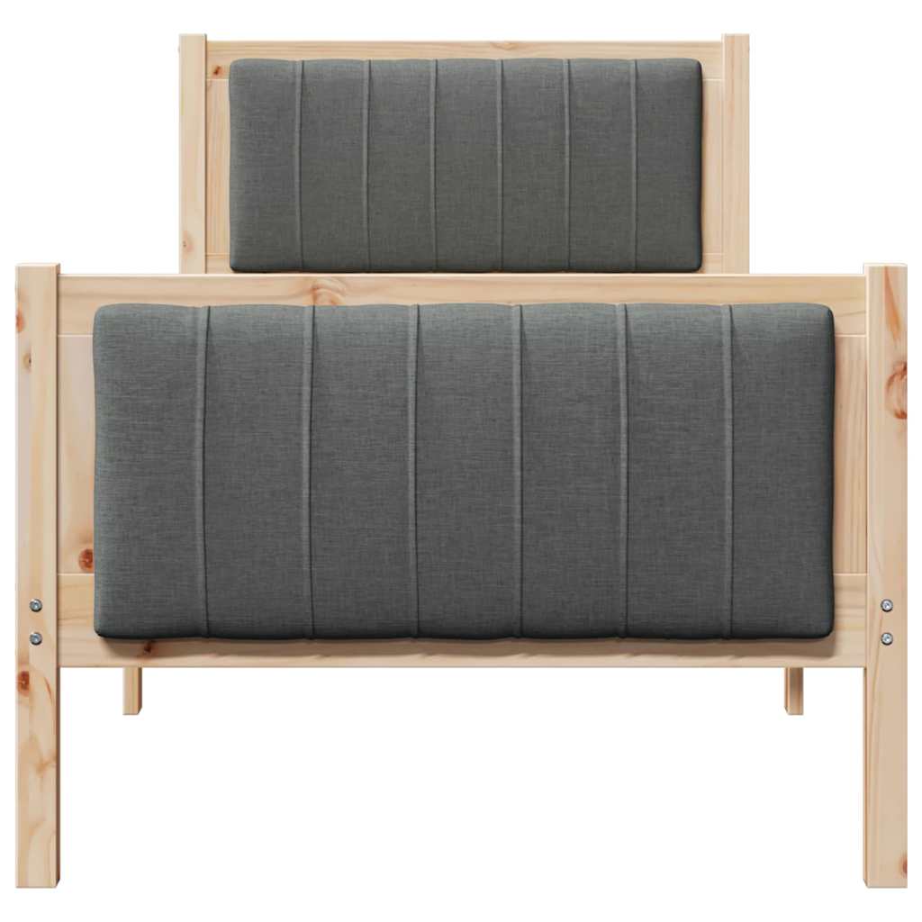 vidaXL Rama łóżka Z zagłówkiem brązowy i ciemnoszary 75 x 190 cm