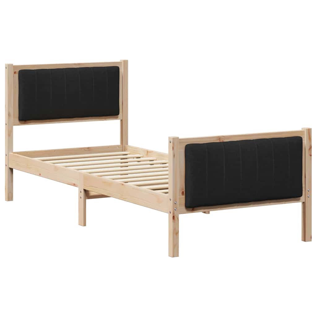 vidaXL Rama łóżka brązowo-czarny 75 x 190 cm Lite drewno sosnowe