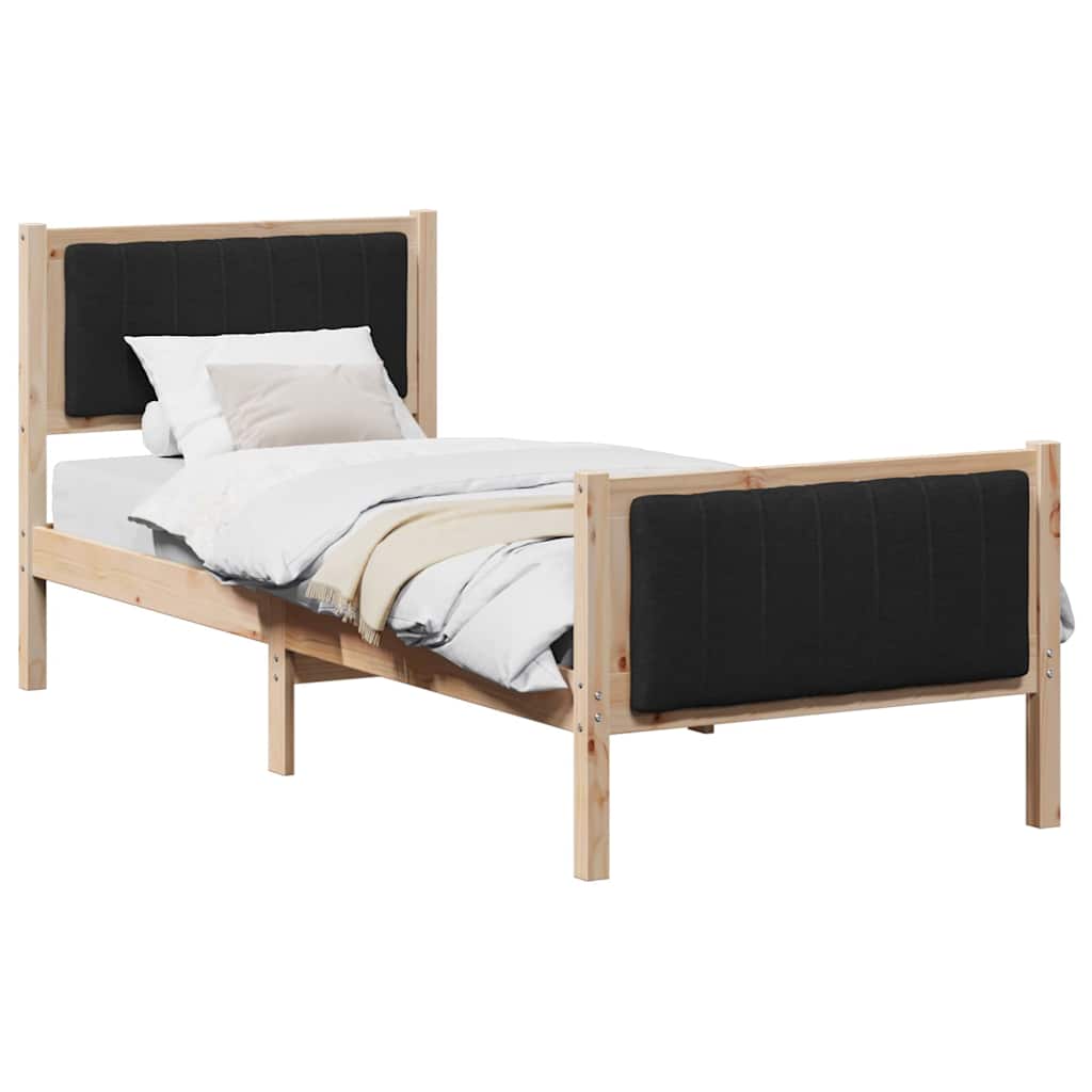 vidaXL Rama łóżka brązowo-czarny 75 x 190 cm Lite drewno sosnowe