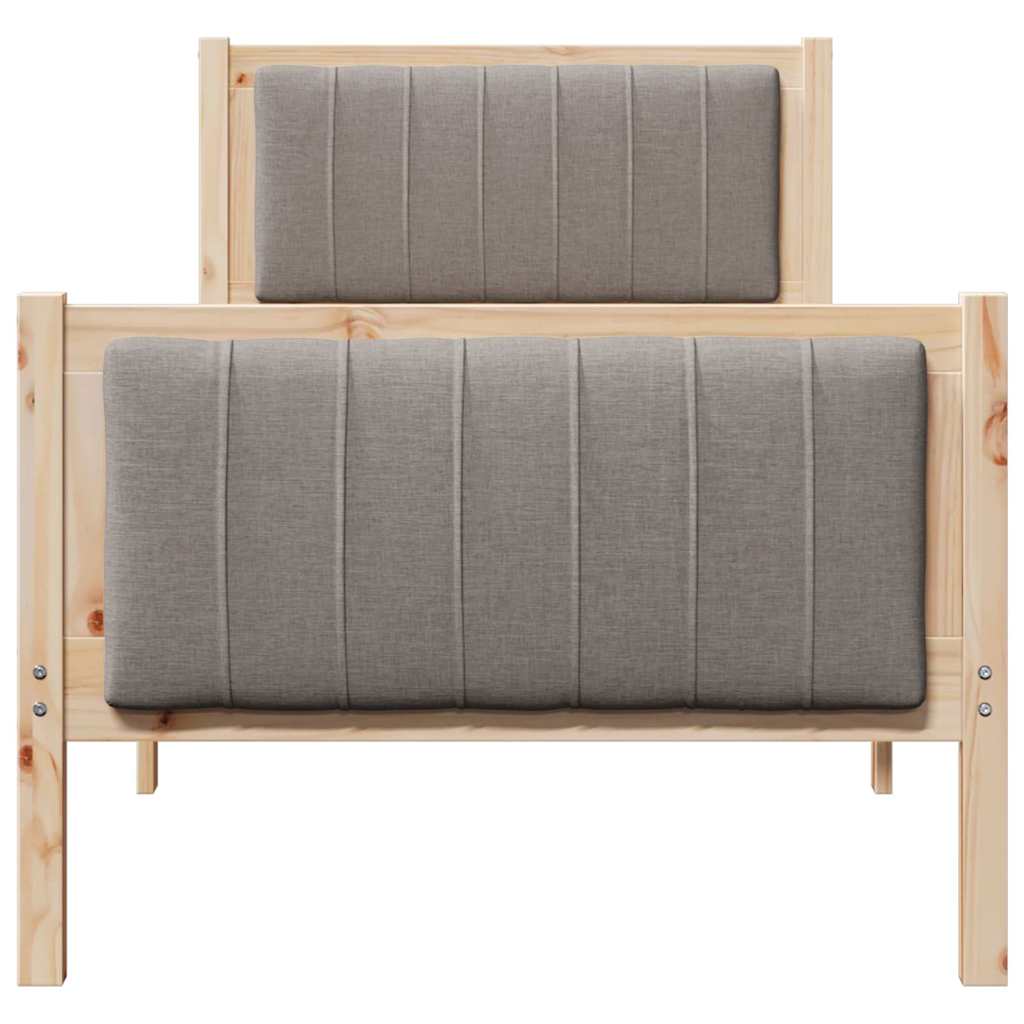 vidaXL Rama łóżka Brązowy i taupe 75 x 190 cm Lite drewno sosnowe