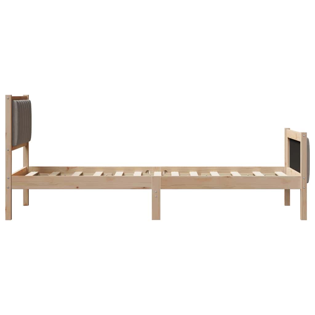 vidaXL Rama łóżka Brązowy i taupe 75 x 190 cm Lite drewno sosnowe