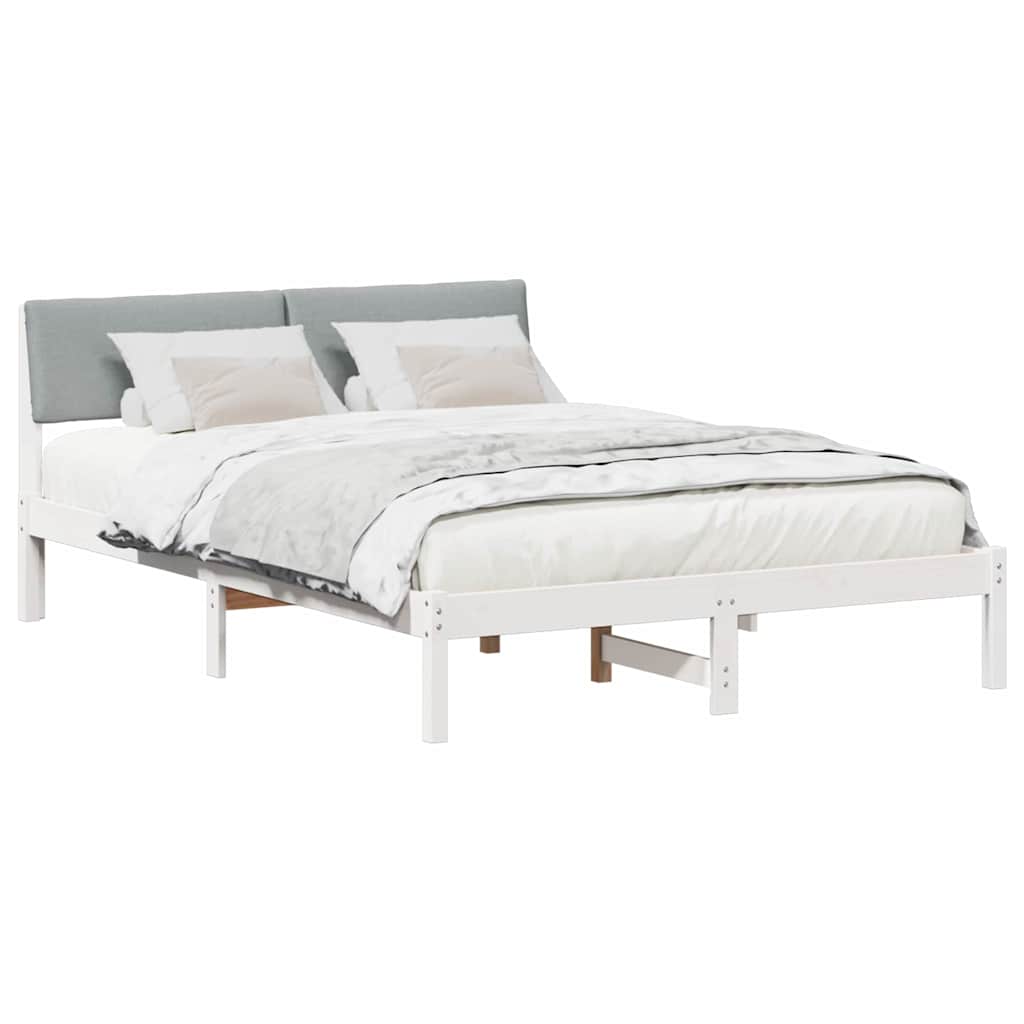 vidaXL Rama łóżka Biały i jasnoszary 160 x 200 cm Lite drewno sosnowe