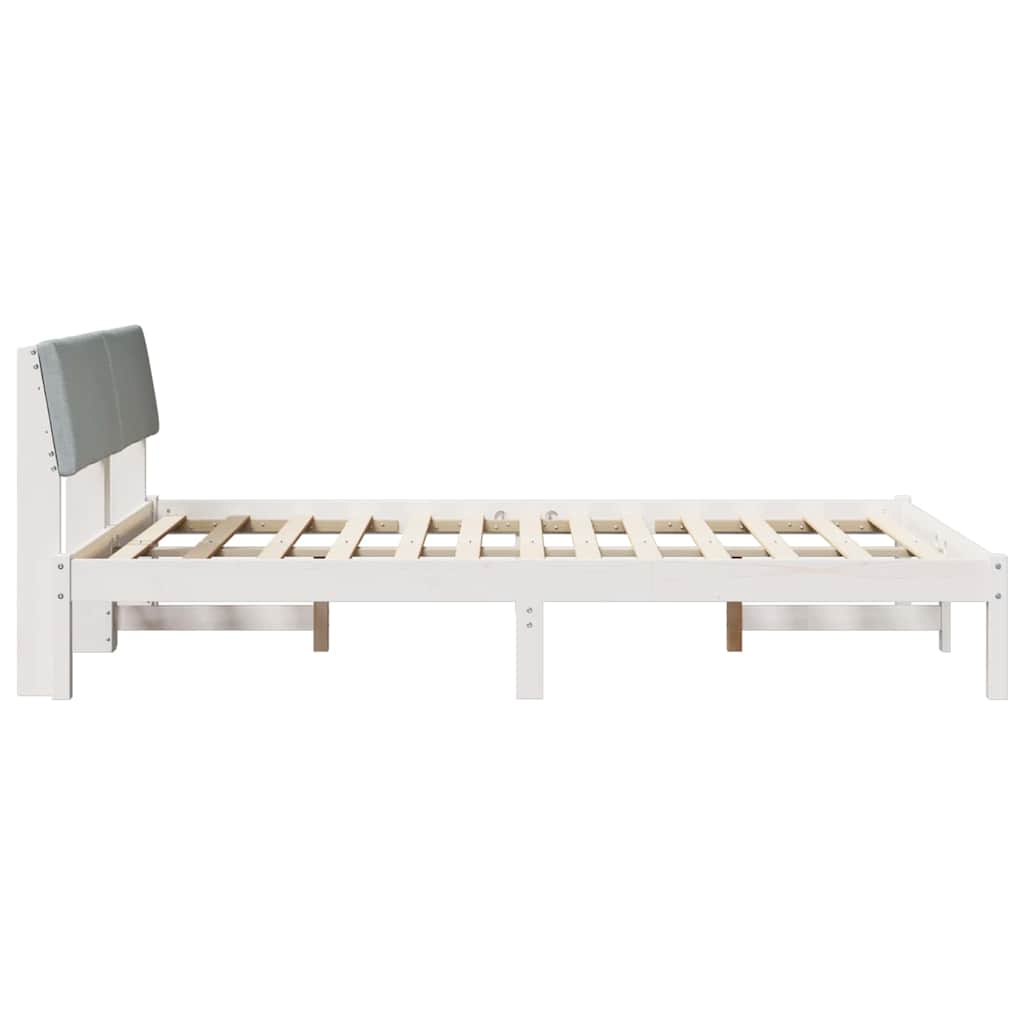 vidaXL Rama łóżka Biały i jasnoszary 160 x 200 cm Lite drewno sosnowe