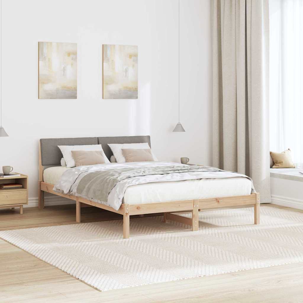 vidaXL Rama łóżka Brązowy i taupe 150 x 200 cm Lite drewno sosnowe
