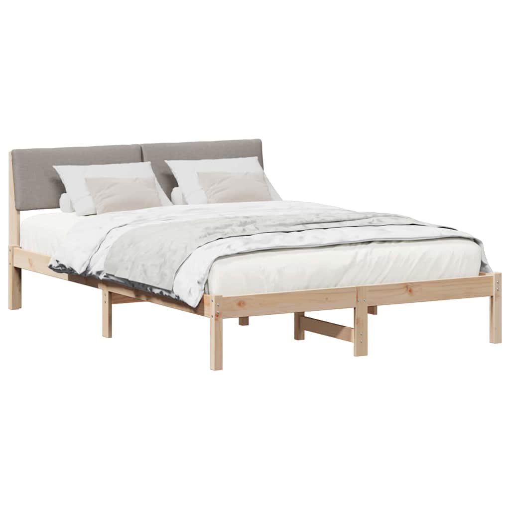vidaXL Rama łóżka Brązowy i taupe 150 x 200 cm Lite drewno sosnowe